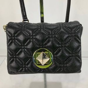 Kate Spade Black Pebbled Leather Quilted Turn Crossbody Bag